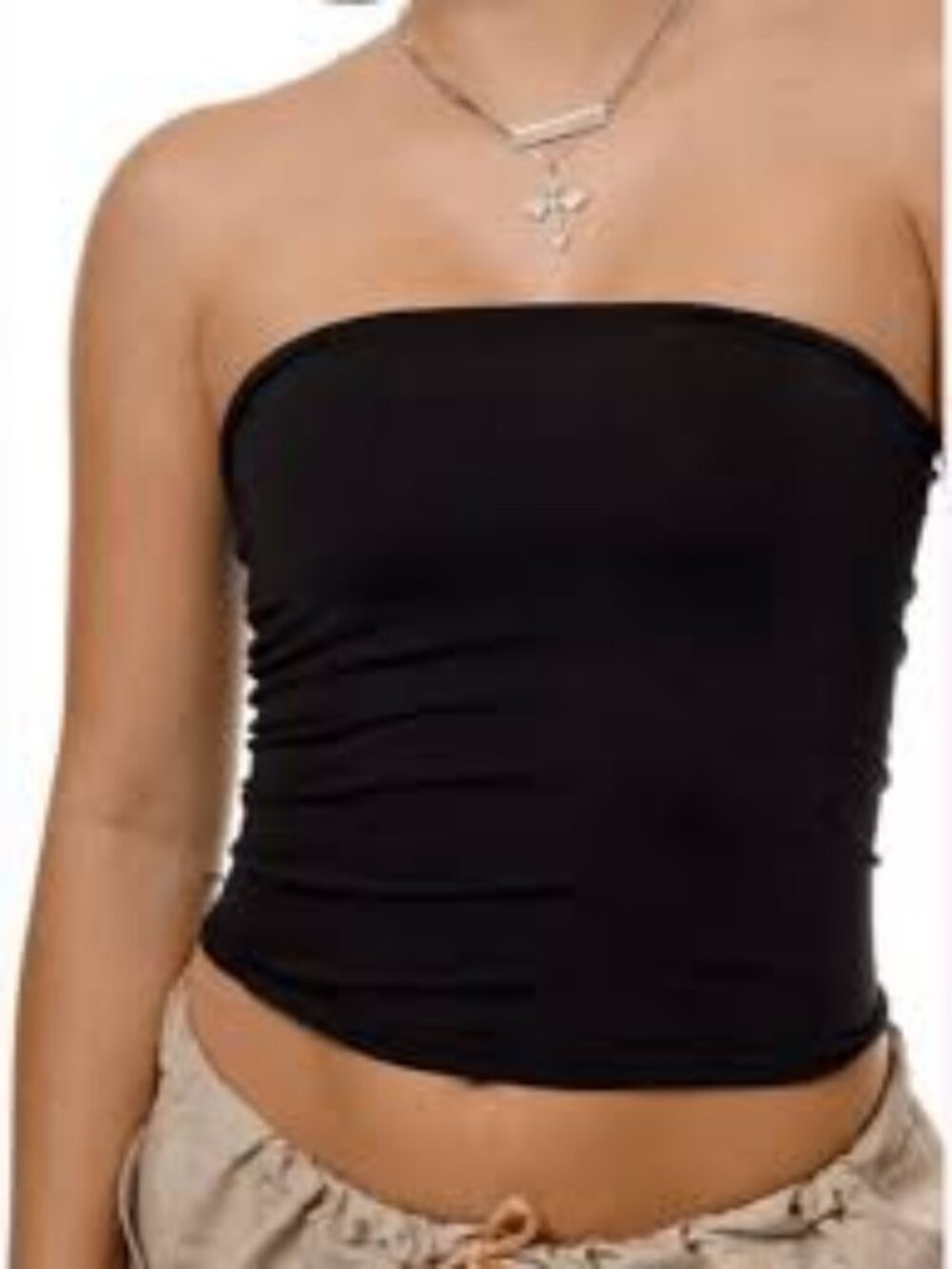 Bundle of 2 Tube Tops Black / Red  Ruched Sides / Ribbed